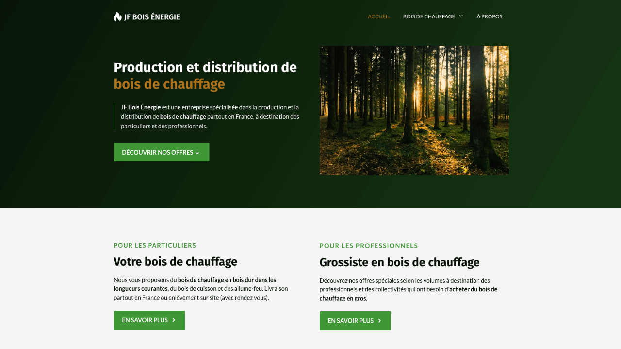 Le site JF Bois Energie